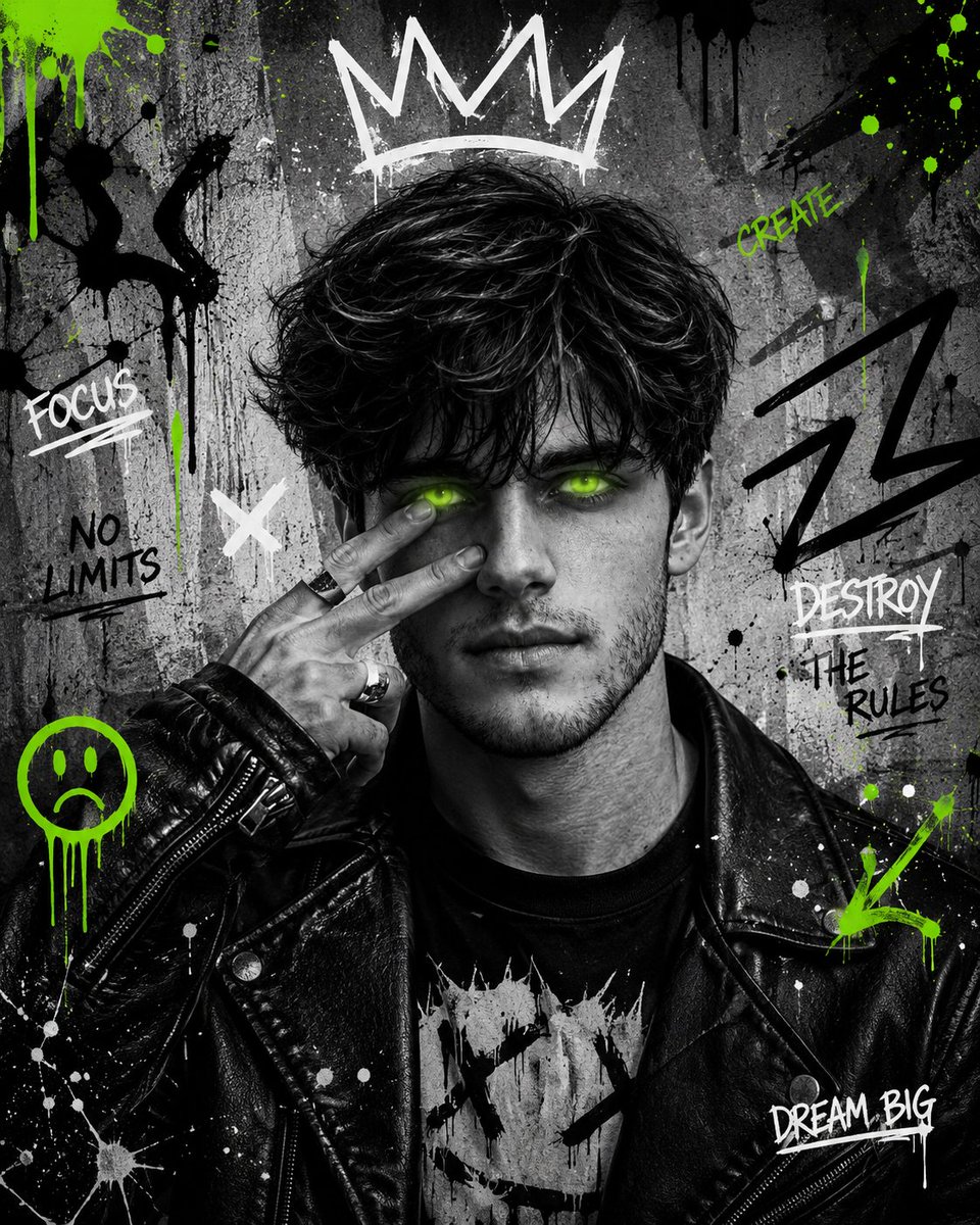 Urban Grunge Street Art Portrait - AI image template preview