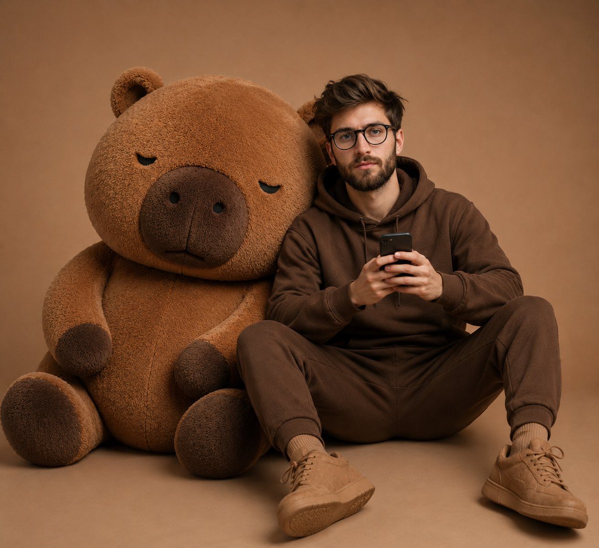 Cozy Monochromatic Studio Portrait - AI image template preview