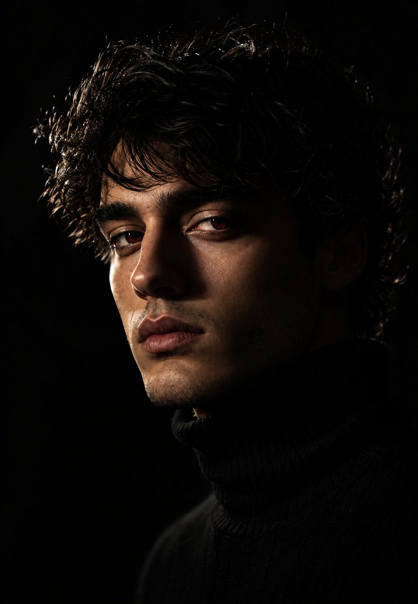Moody Chiaroscuro Studio Portrait - AI image template preview