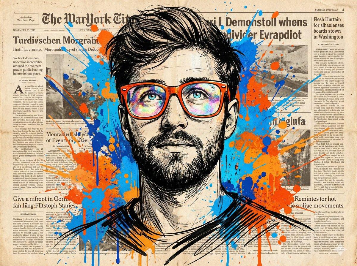 Newspaper Collage Pop Art Portrait - AI image template preview