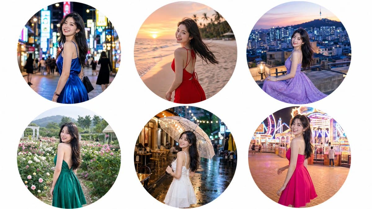 Luxury Editorial Circle Frame Portrait - AI image template preview