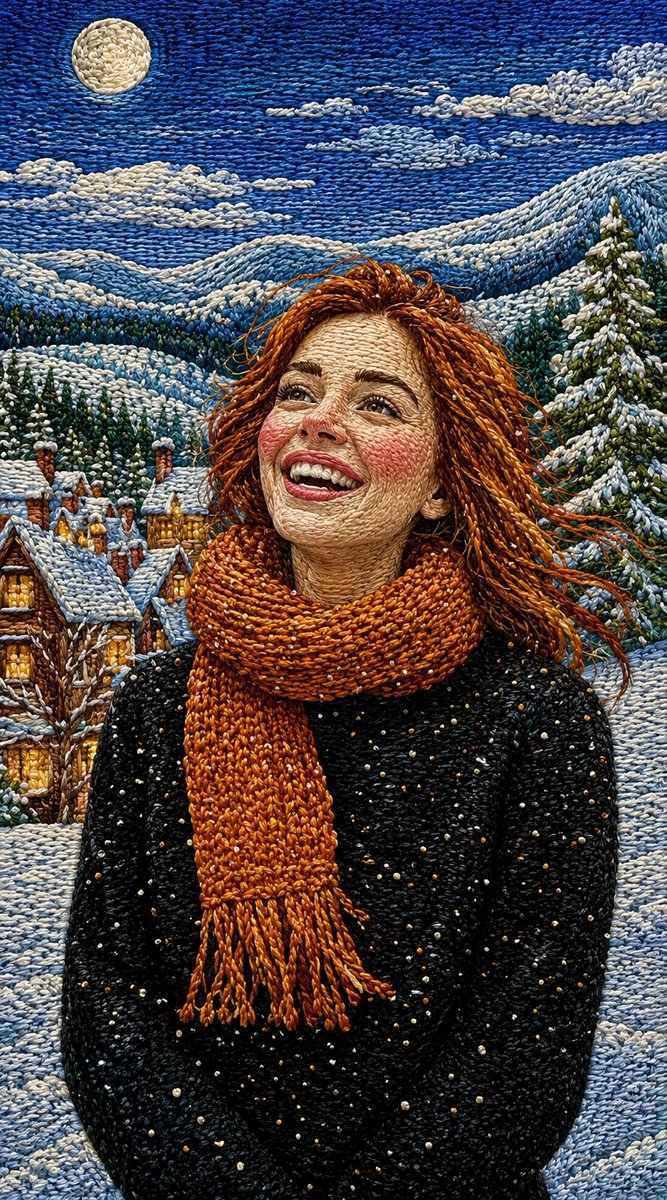 Handcrafted Embroidery Textile Portrait - AI image template preview