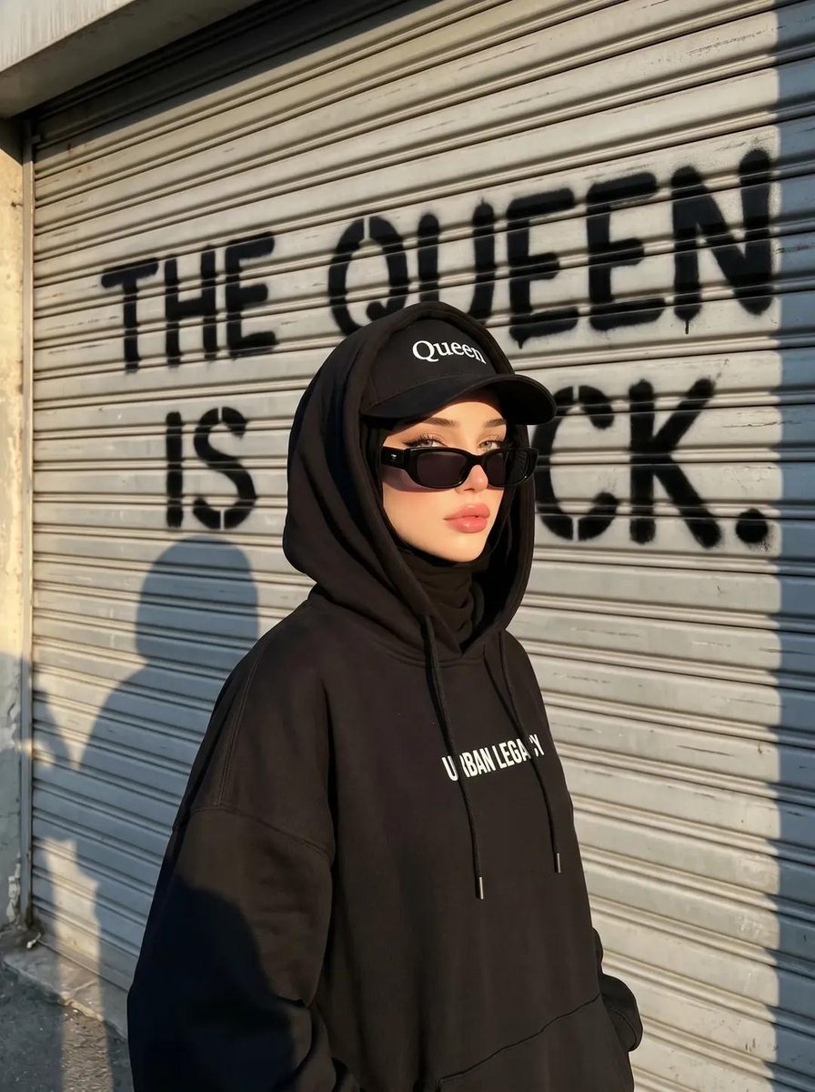 Edgy Street-Style Hijabi Portrait - AI image template preview