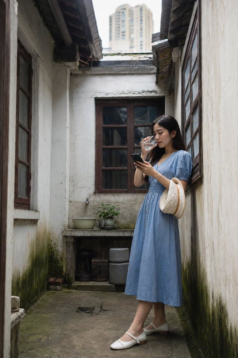 Shanghai Courtyard Candid Portrait - AI image template preview