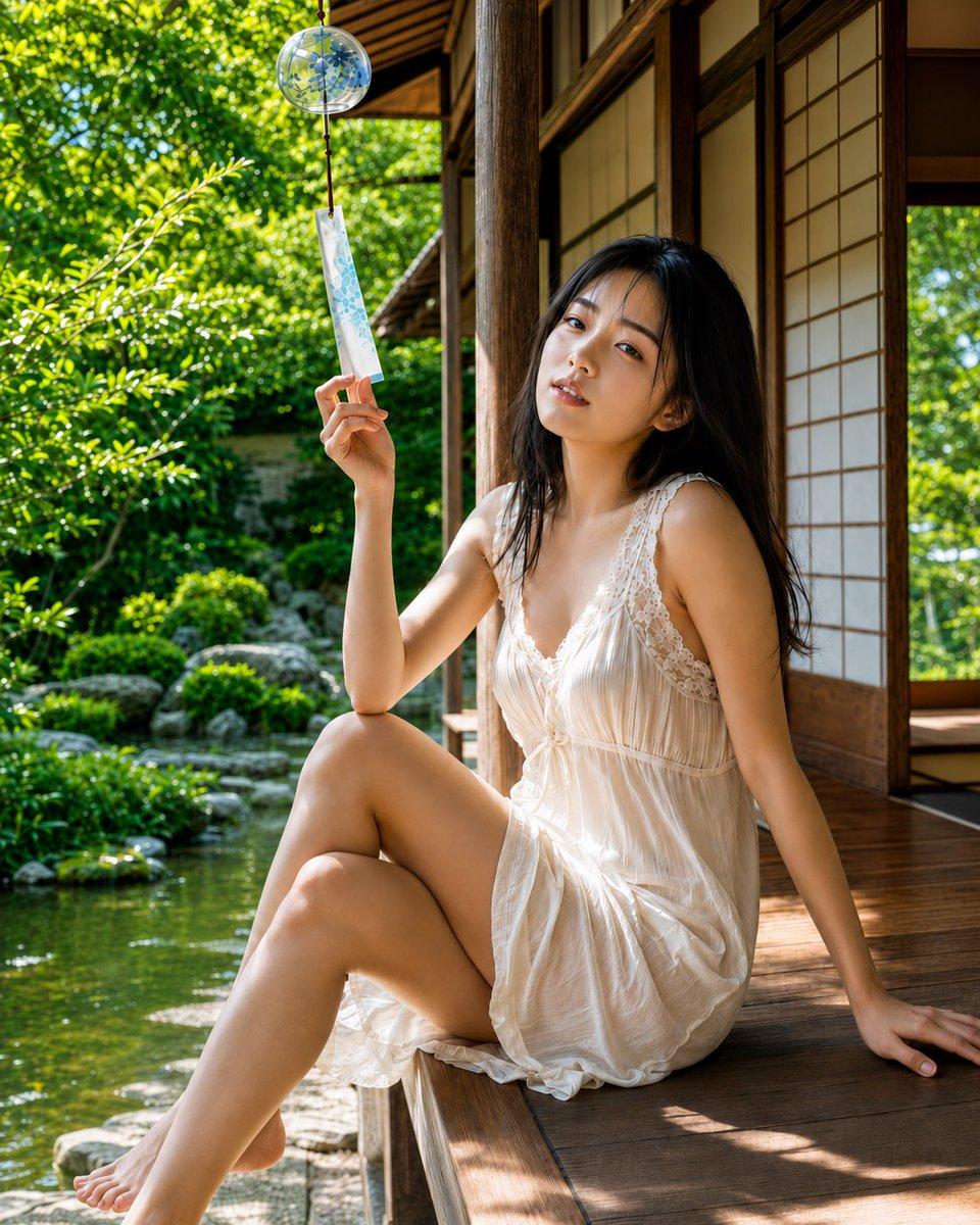 Japanese Summer Engawa Portrait - AI image template preview