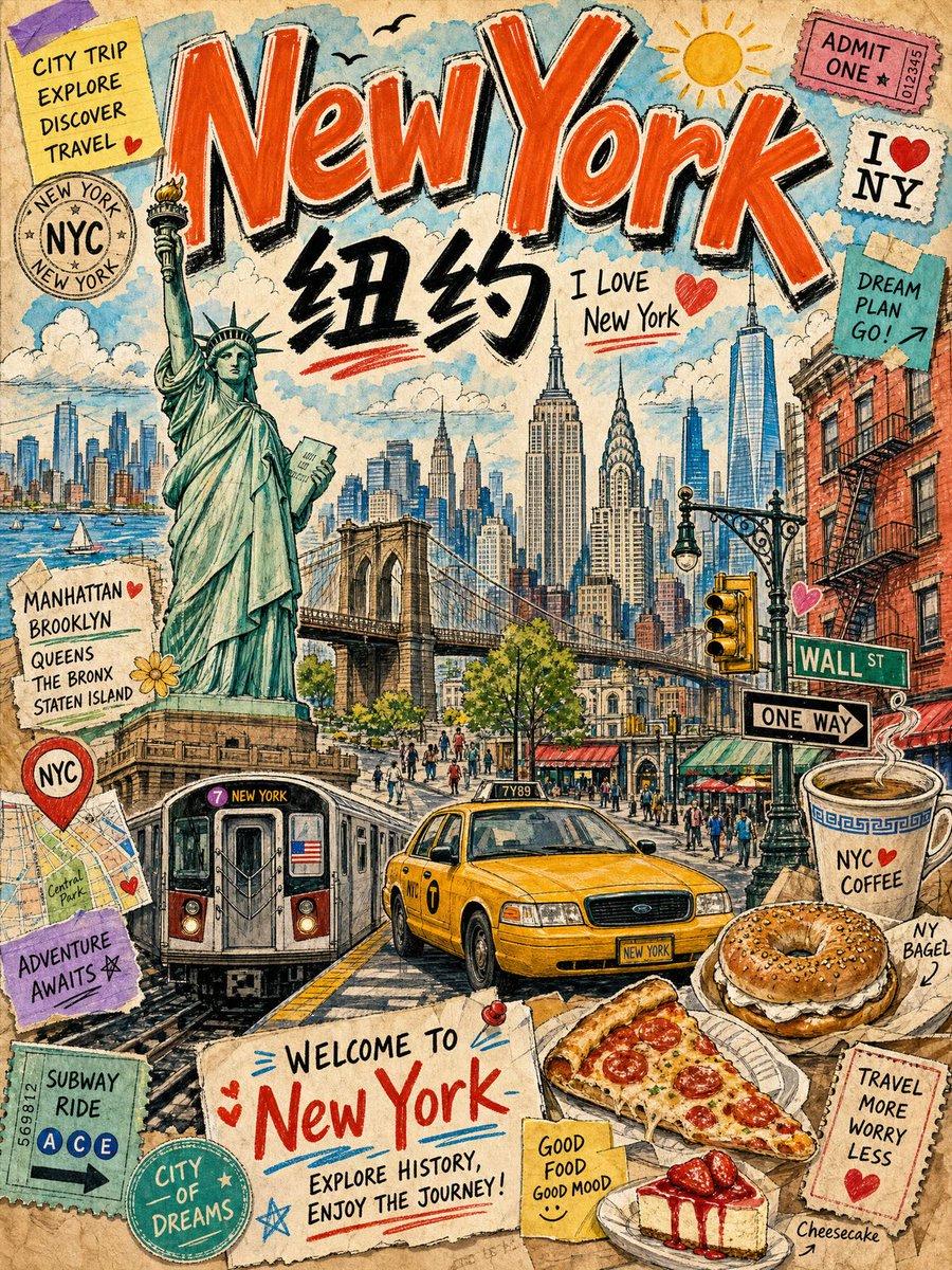 Vintage New York Travel Collage - AI image template preview