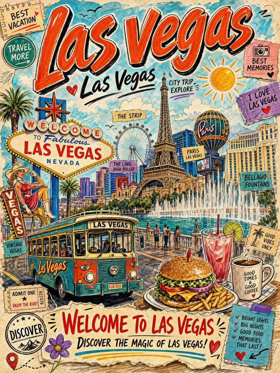 Vintage Las Vegas Travel Collage - AI image template preview