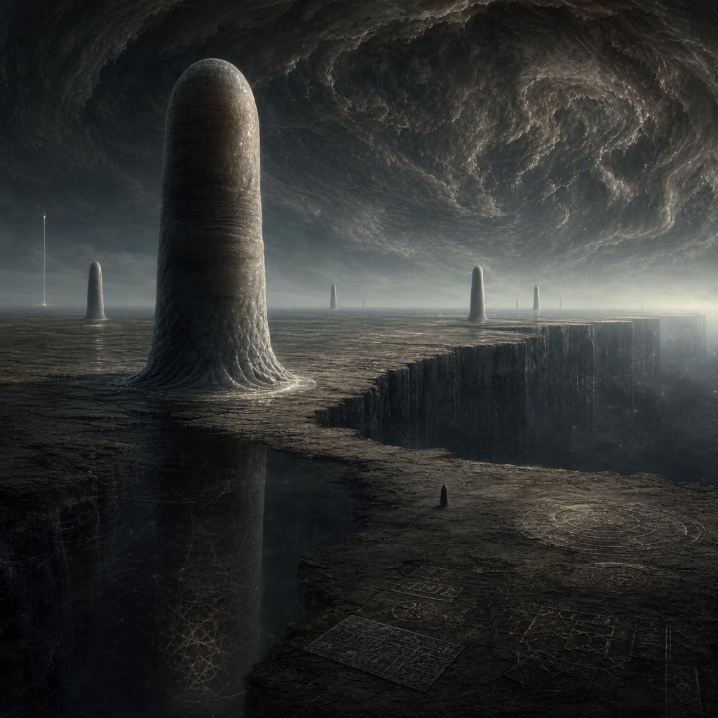 Cosmic Horror Monolith Landscape - AI image template preview