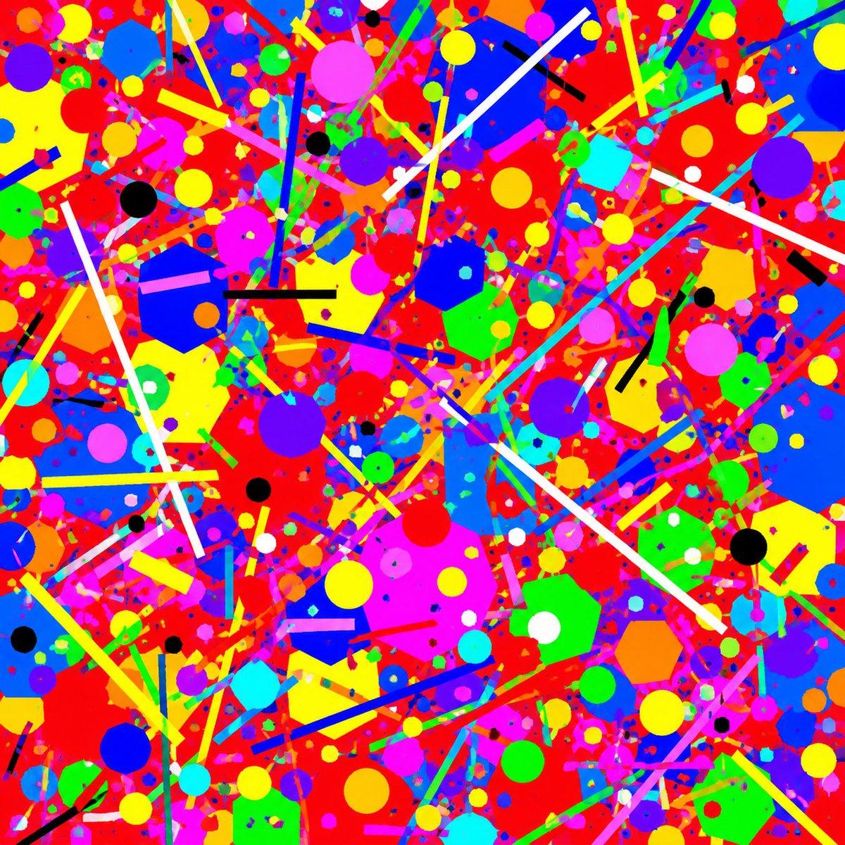 Neon Geometric Confetti Abstract - AI image template preview