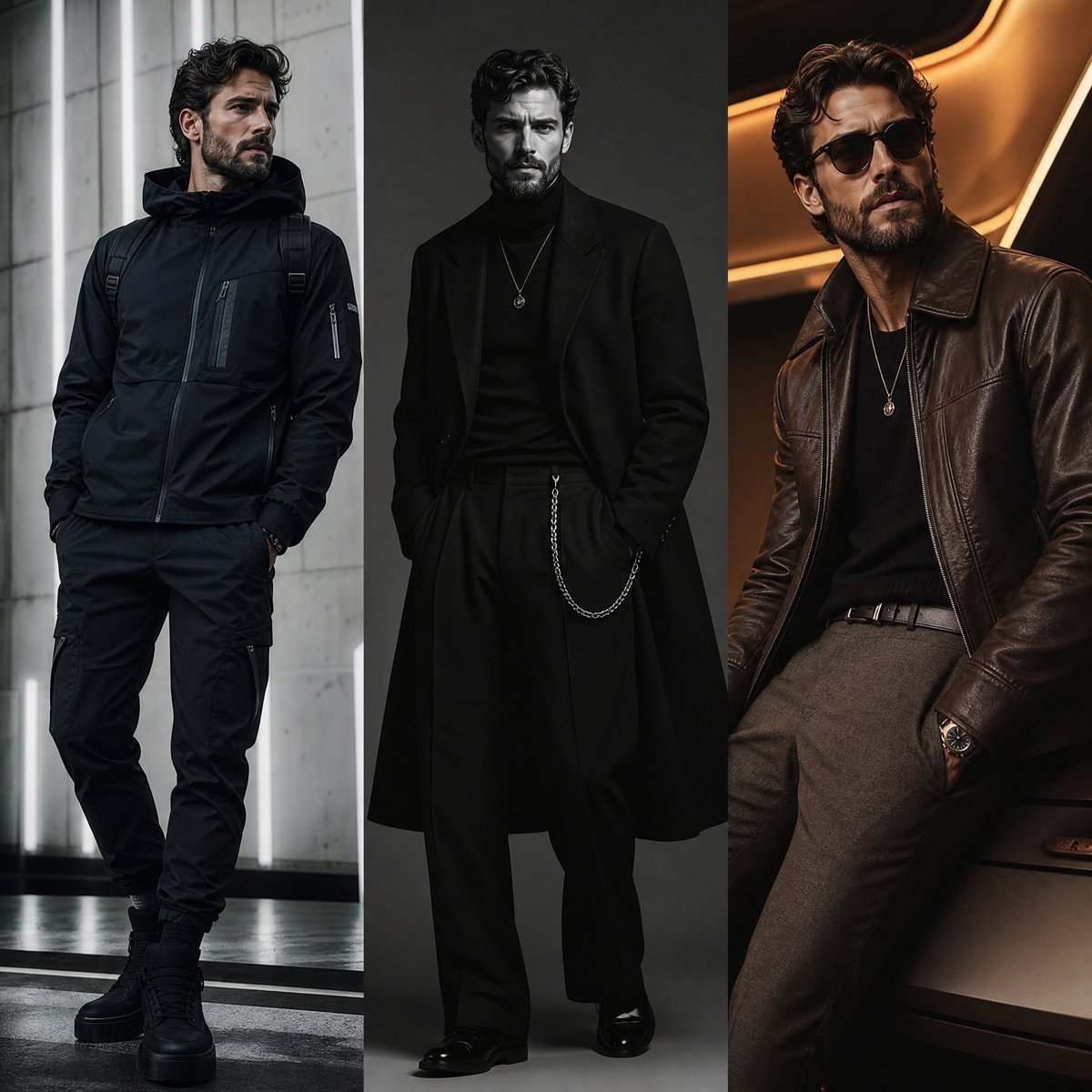 Three-Panel Fashion Campaign - AI image template preview