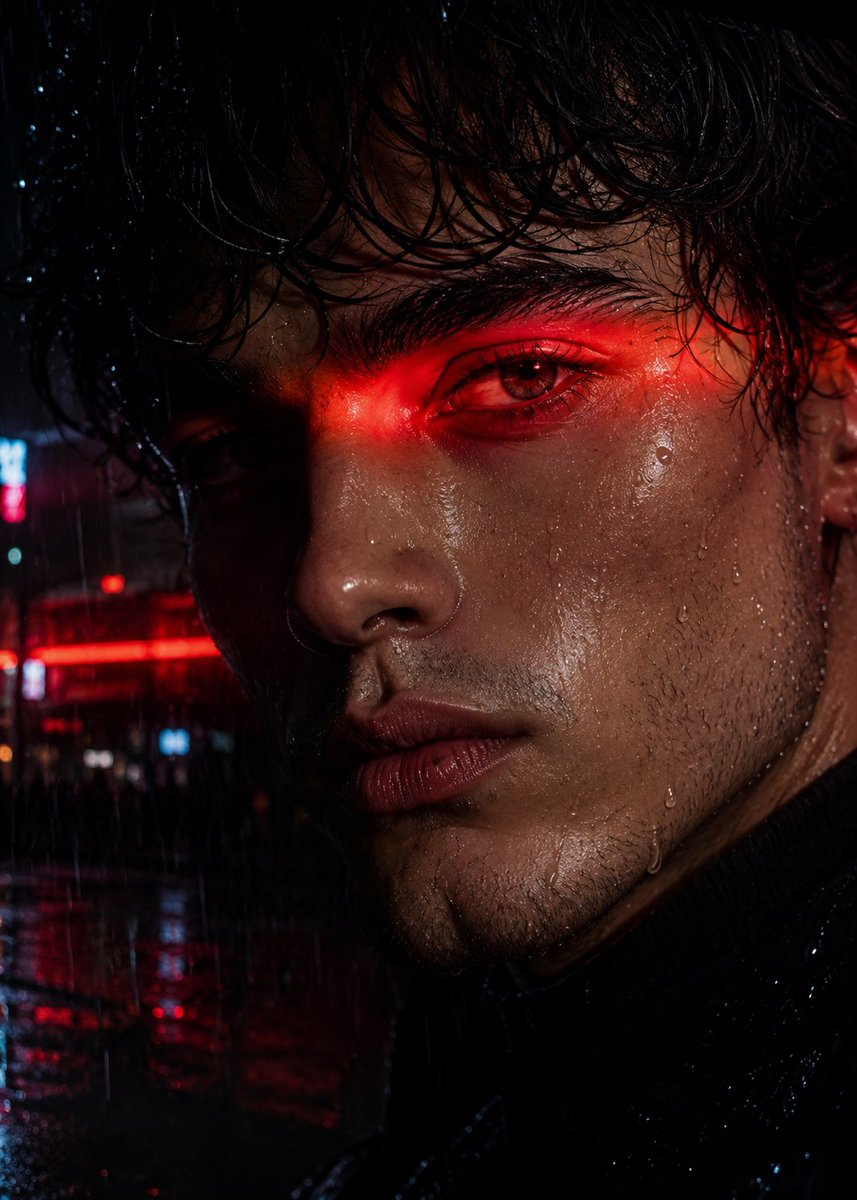 Neo-Noir Close-up Portrait - AI image template preview