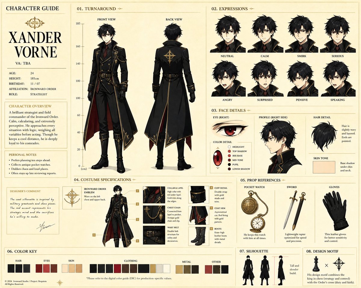 Anime Character Production Guide Sheet - AI image template preview