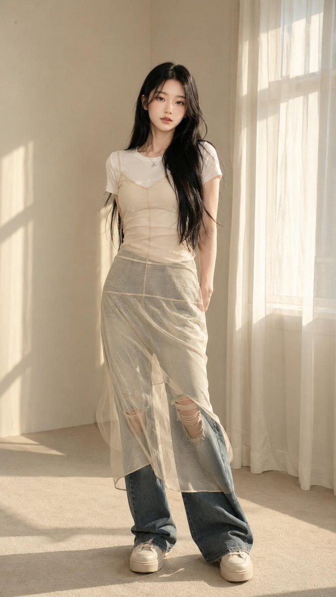 Korean Editorial Fashion Portrait - AI image template preview
