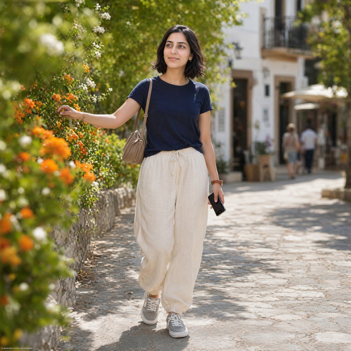 Mediterranean Village Street Portrait - AI image template preview