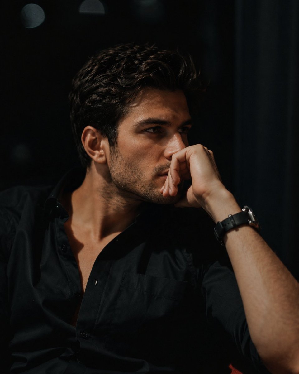 Cinematic Moody Lounge Portrait - AI image template preview