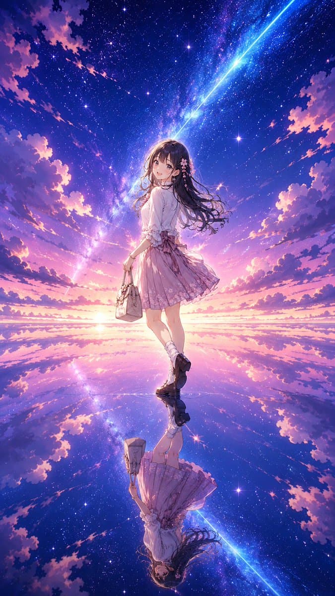 Fantasy Sky Mirror Illustration - AI image template preview