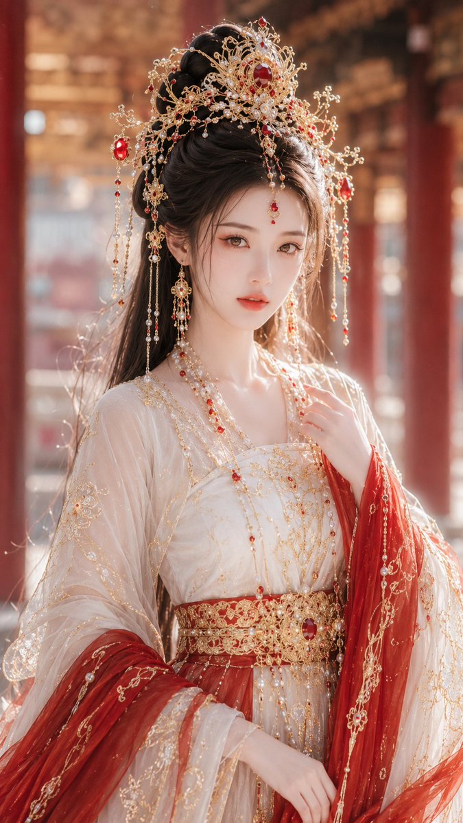 Ancient Fantasy Red Gold Portrait - AI image template preview