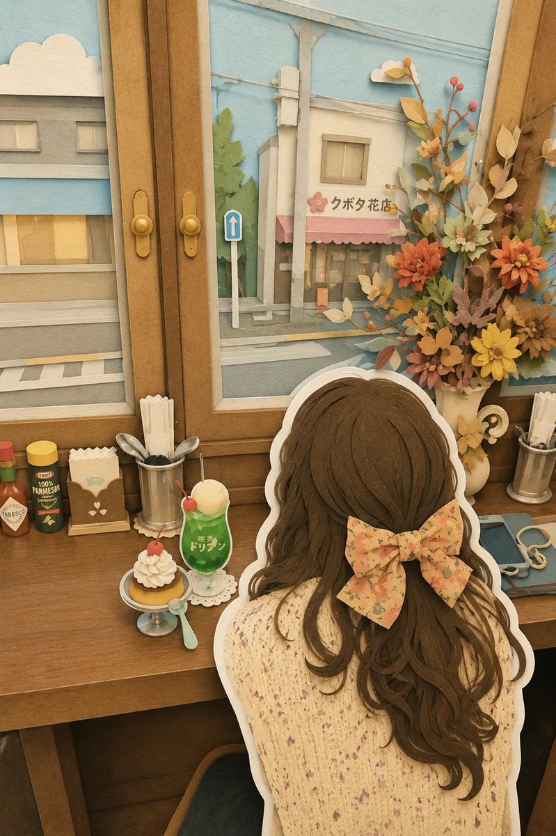 Japanese Paper-Cut Diorama Scene - AI image template preview