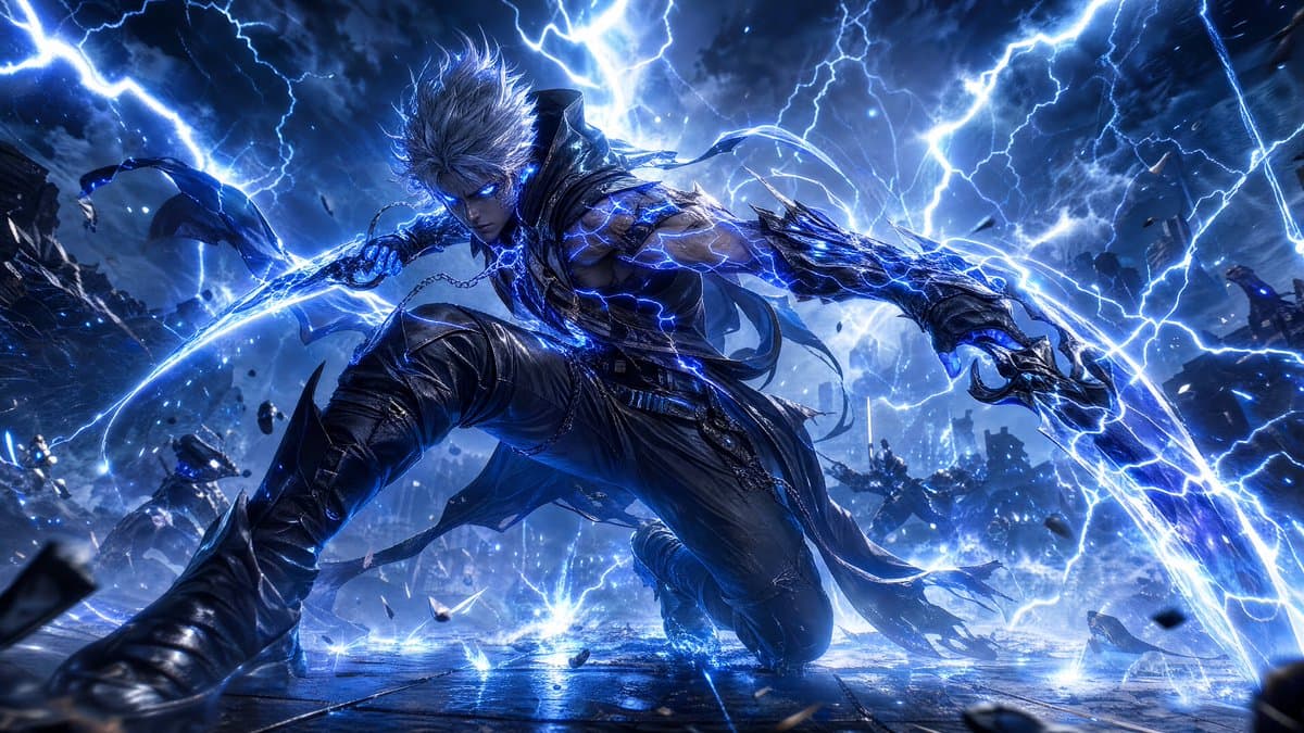 Storm-Born Lightning Rogue Character - AI image template preview