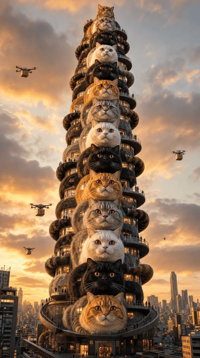 Surreal Tokyo Cat Skyscraper preview