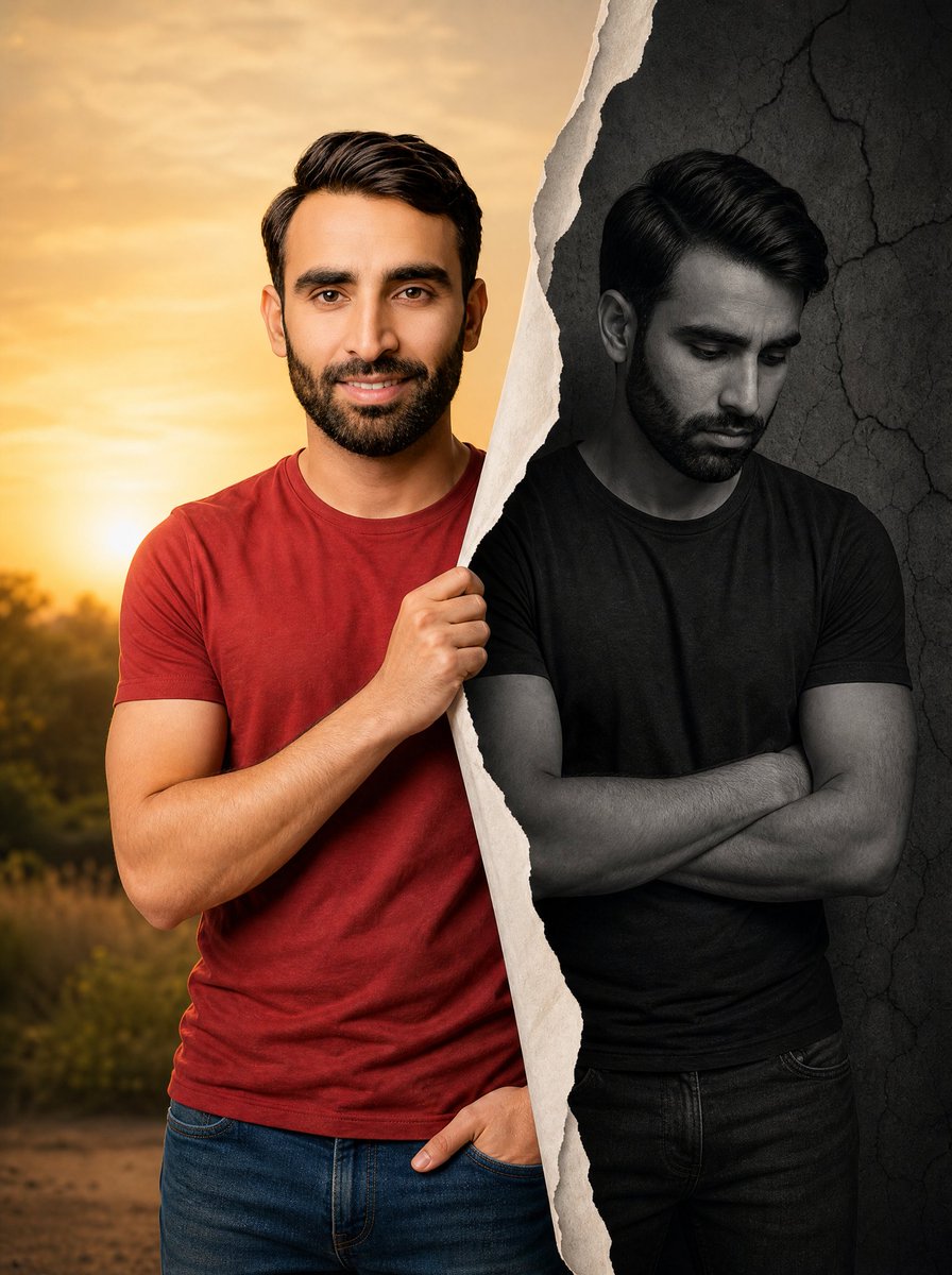 Conceptual Dual Mood Symbolic Portrait - AI image template preview