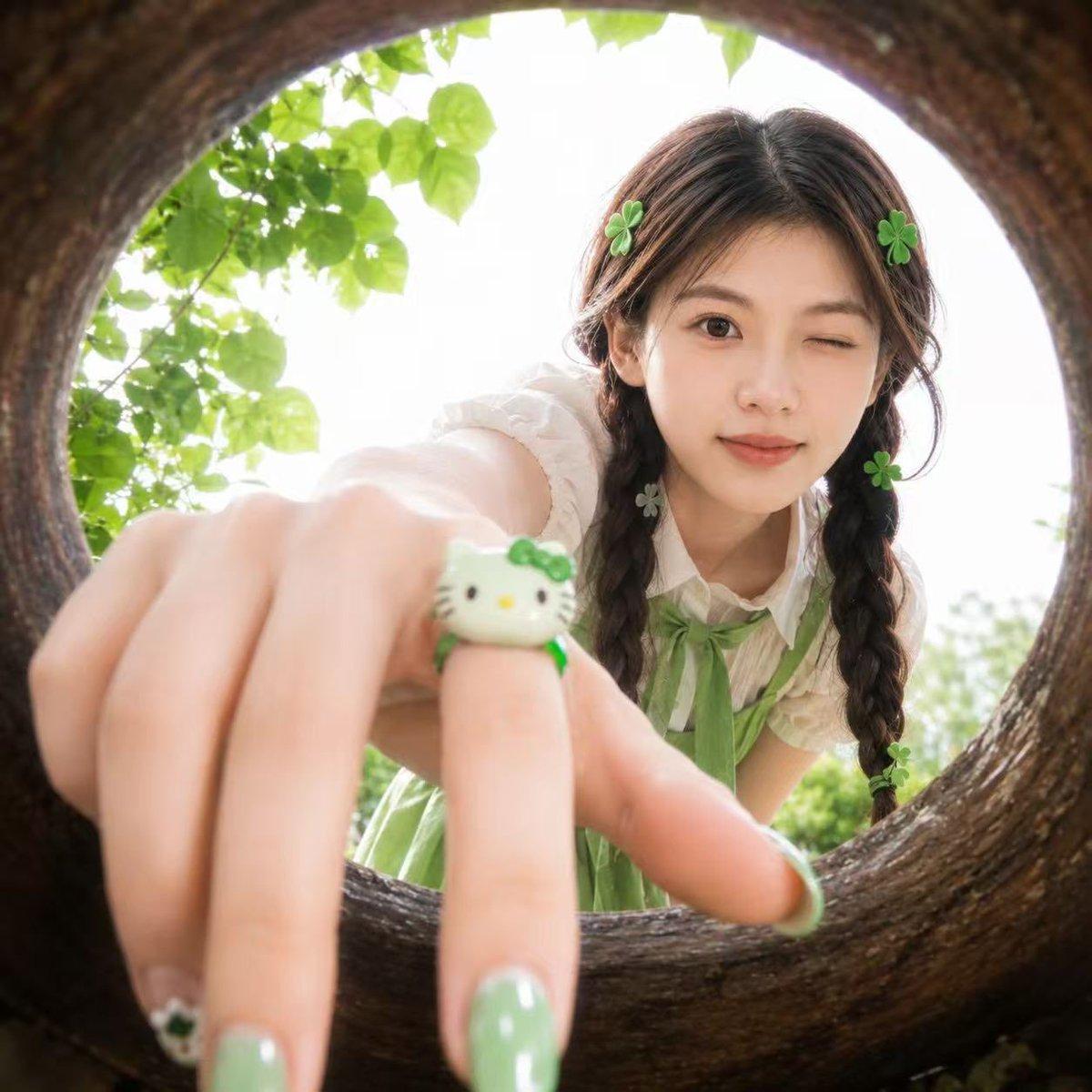 Soft Spring Cherry Blossom POV Portrait - AI image template preview