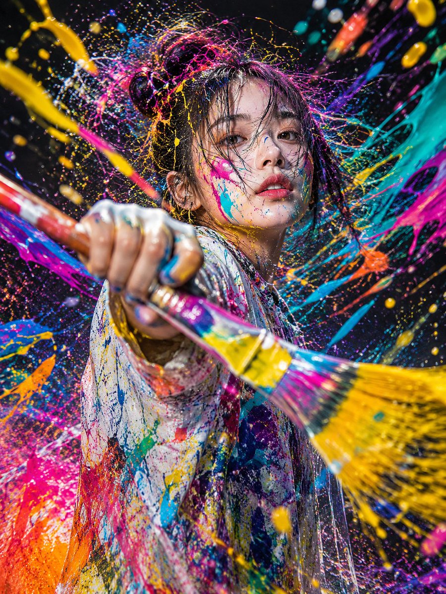 Action Artist Paint Explosion Portrait - AI image template preview