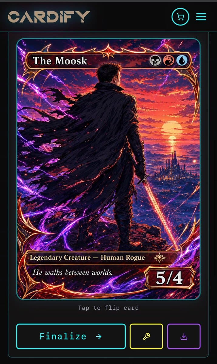 Cyberpunk Fantasy Trading Card App - AI image template preview