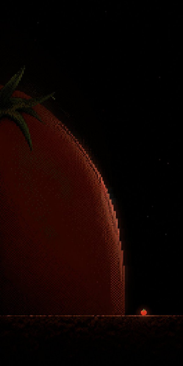 Tiny Tomato in Dark Pixel Void - AI image template preview