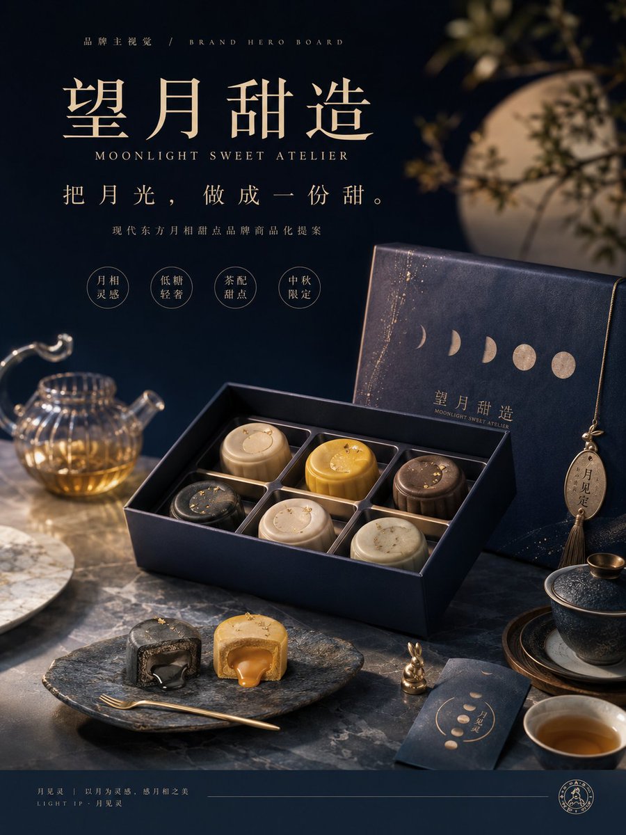 Moon Phase Mooncake Brand Hero Board - AI image template preview