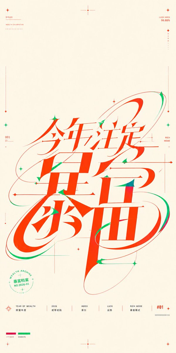 Chinese Wealth Typography Poster - AI image template preview