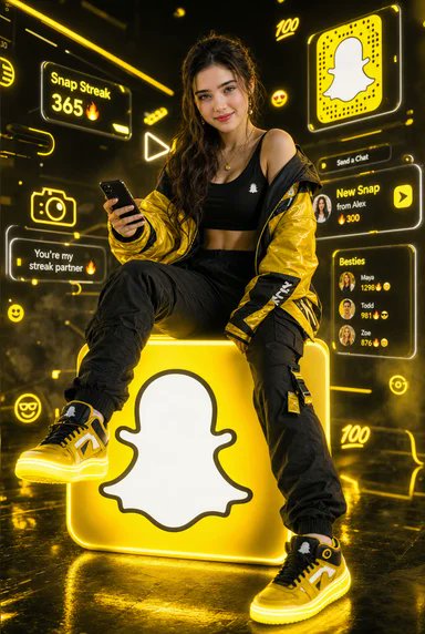 Neon Snapchat Influencer Portrait - AI image template preview