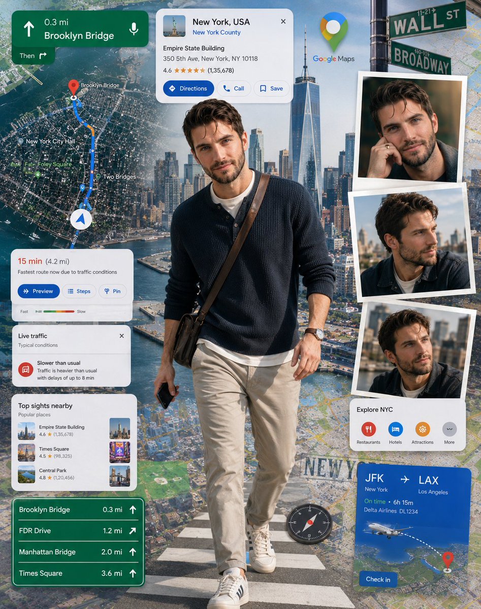 Google Maps Inspired Digital Collage Poster - AI image template preview