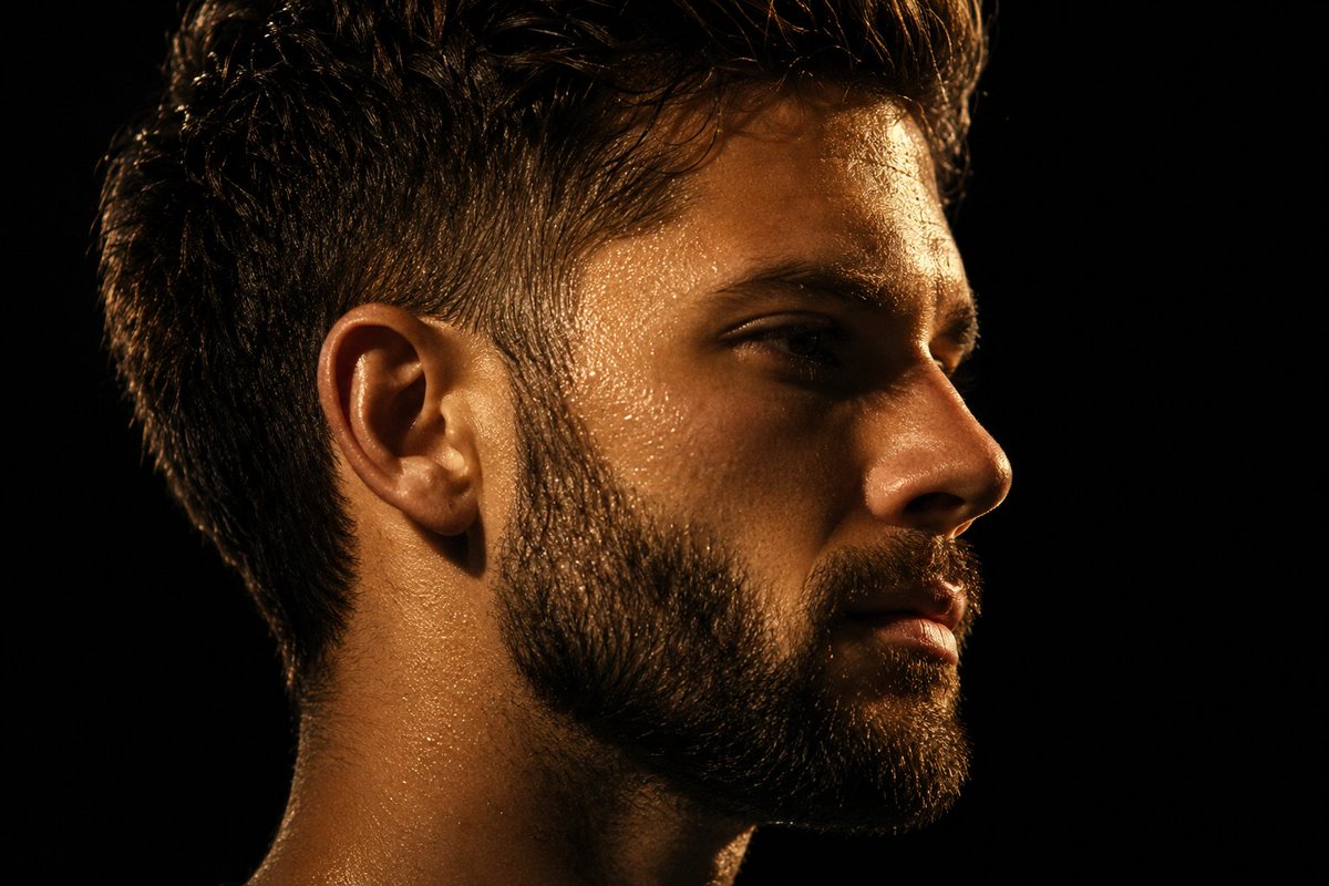 Chiaroscuro Mullet Profile Portrait - AI image template preview
