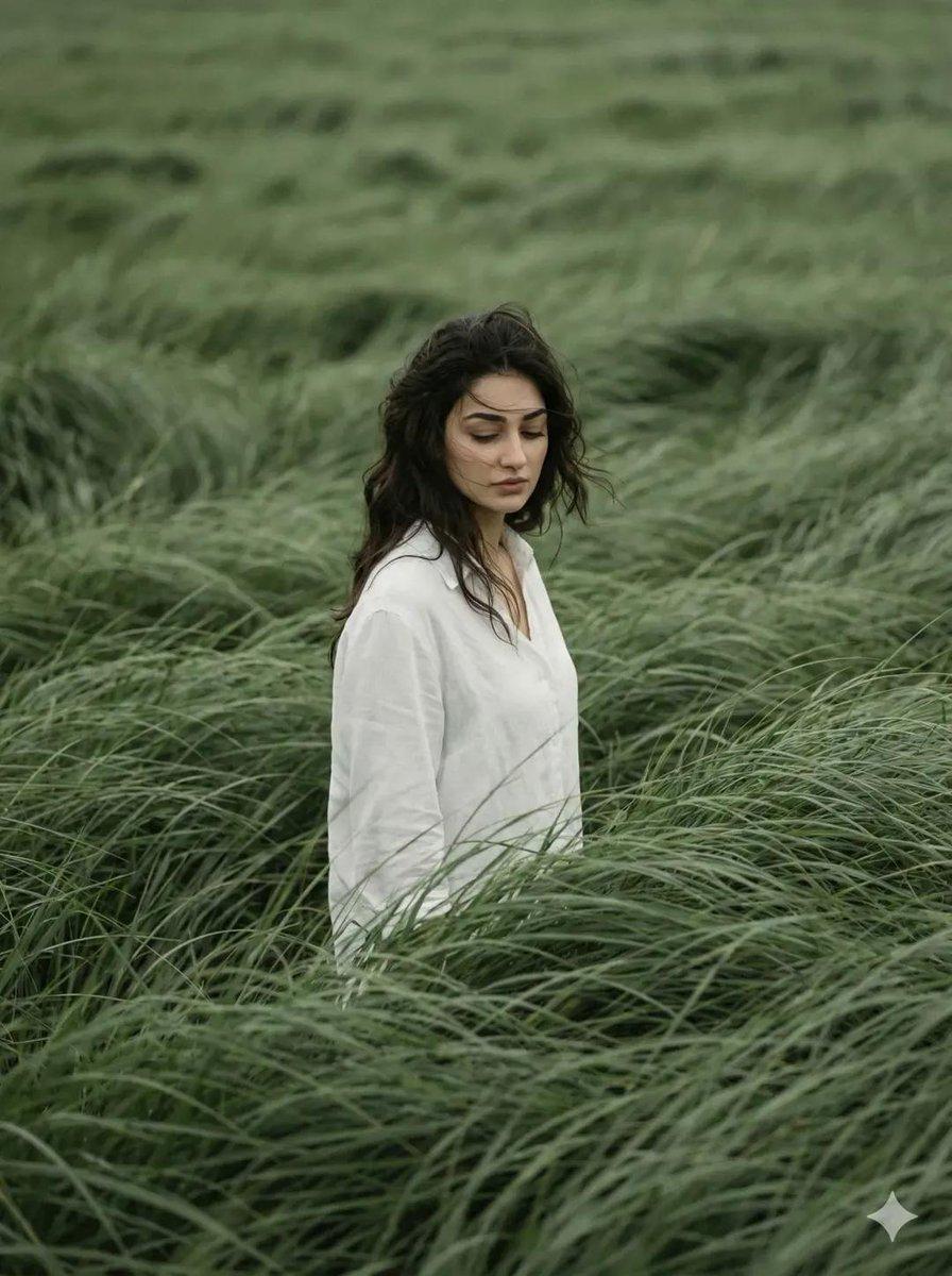 Cinematic Meadow Editorial Portrait - AI image template preview