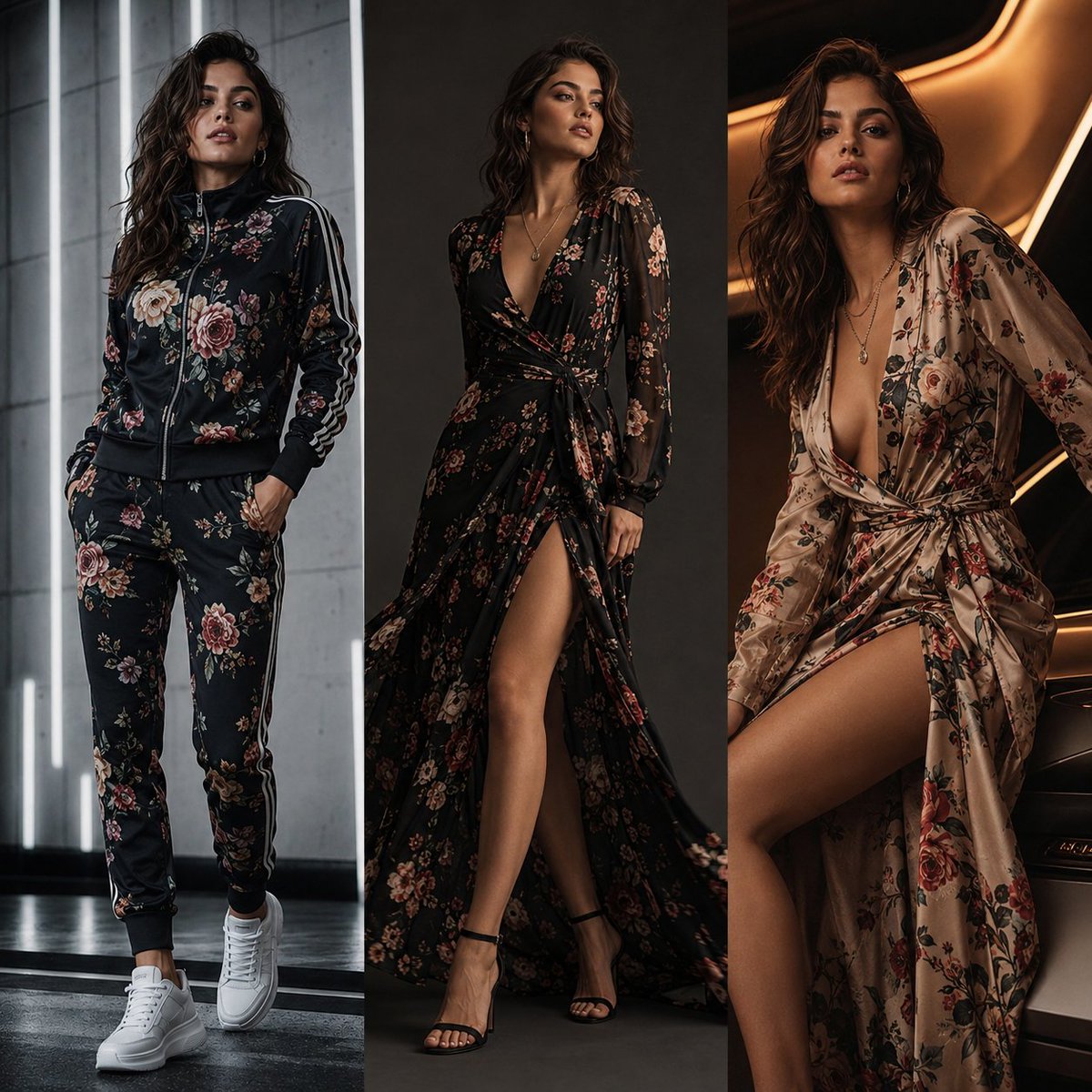 Three-Panel Luxury Fashion Editorial - AI image template preview