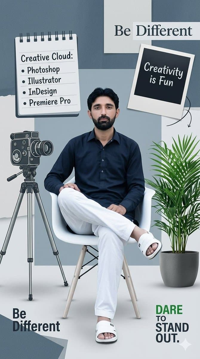 Creative Design Mood Board Portrait - AI image template preview
