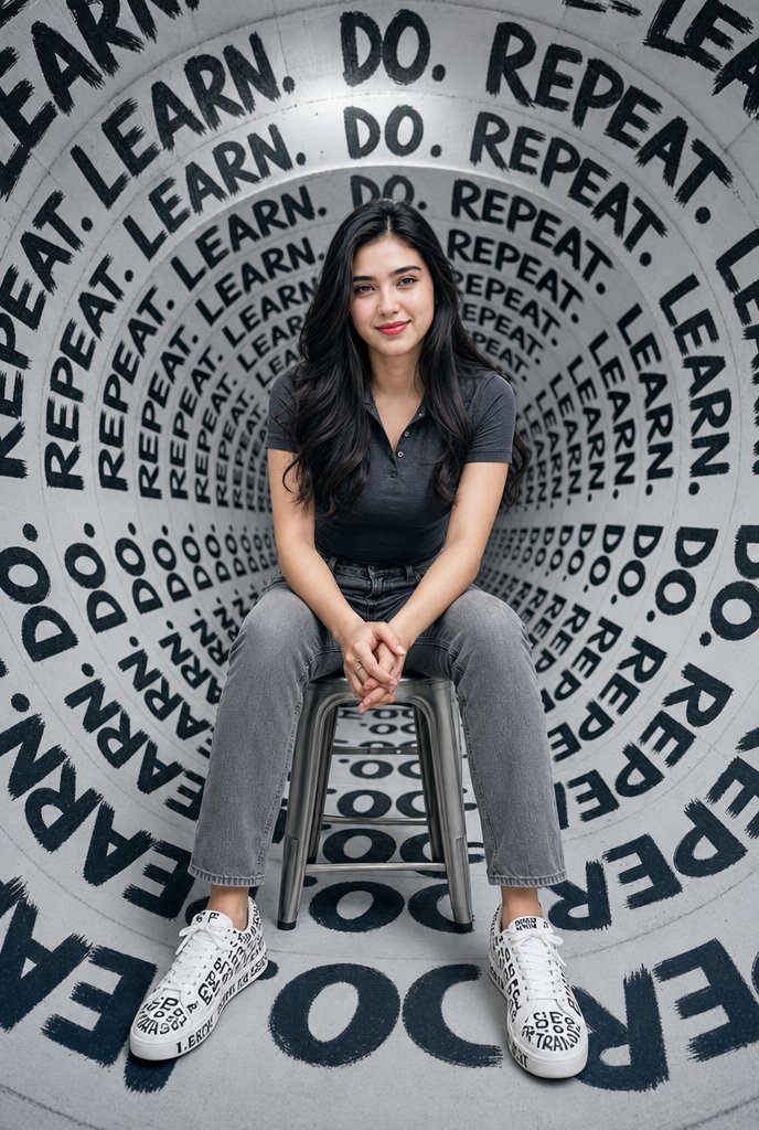 Typography Tunnel Fashion Portrait - AI image template preview