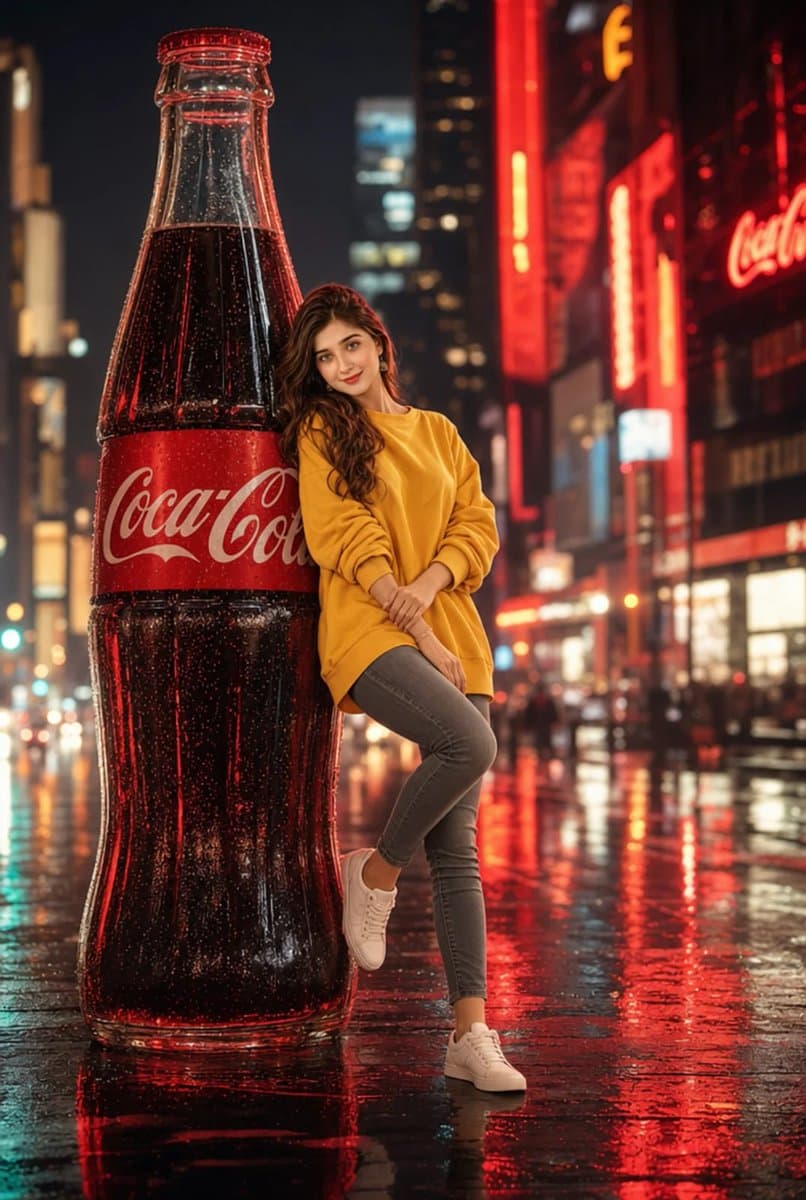Cinematic Neon City Beverage Advertisement - AI image template preview