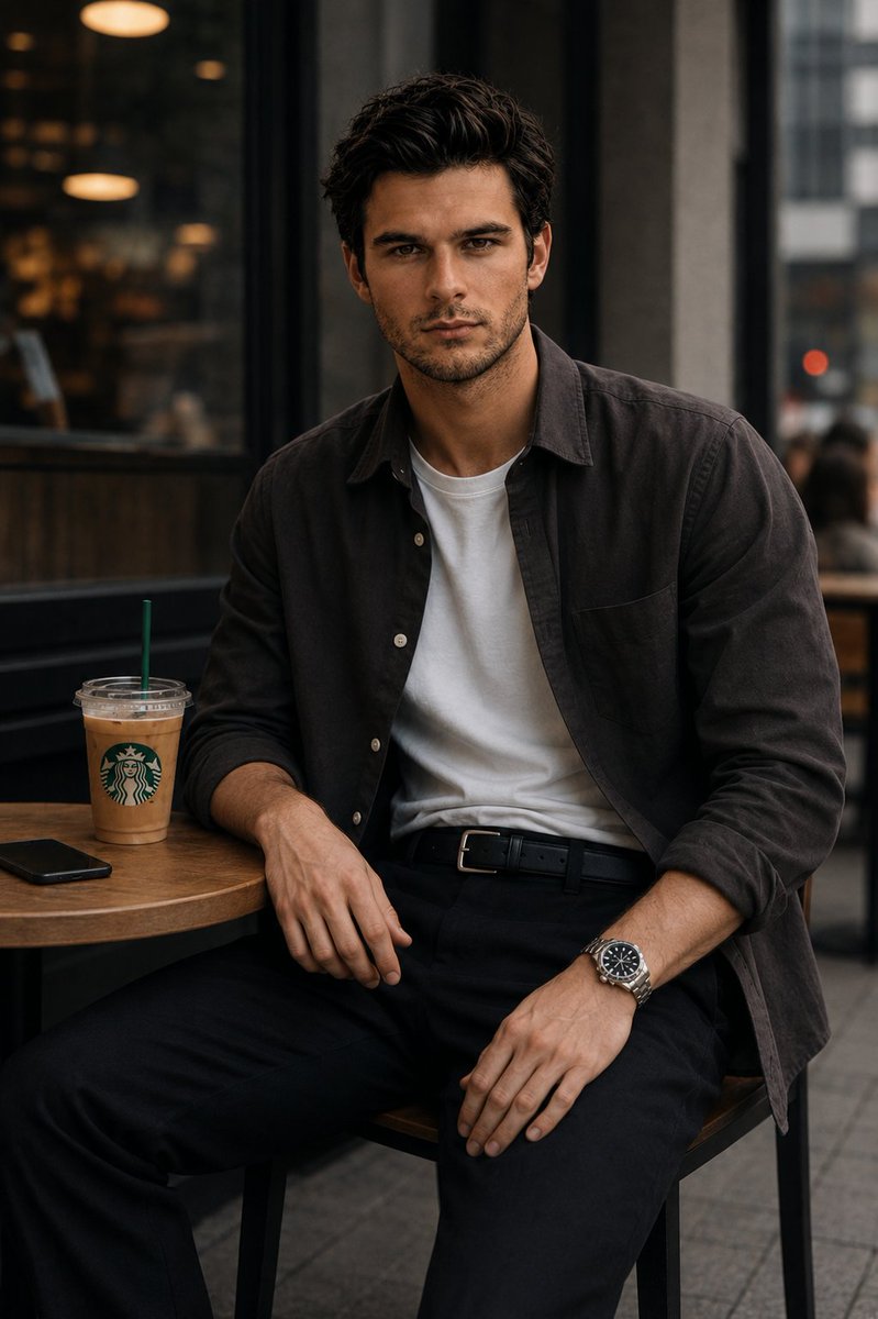 Urban Cafe Luxury Fashion Portrait - AI image template preview