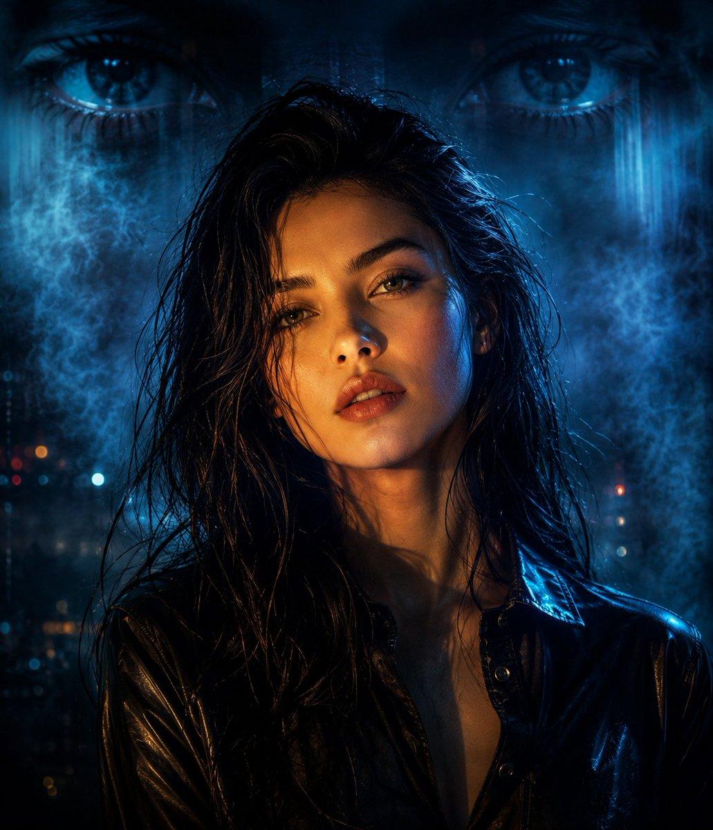 Cyberpunk Split Lighting Portrait - AI image template preview