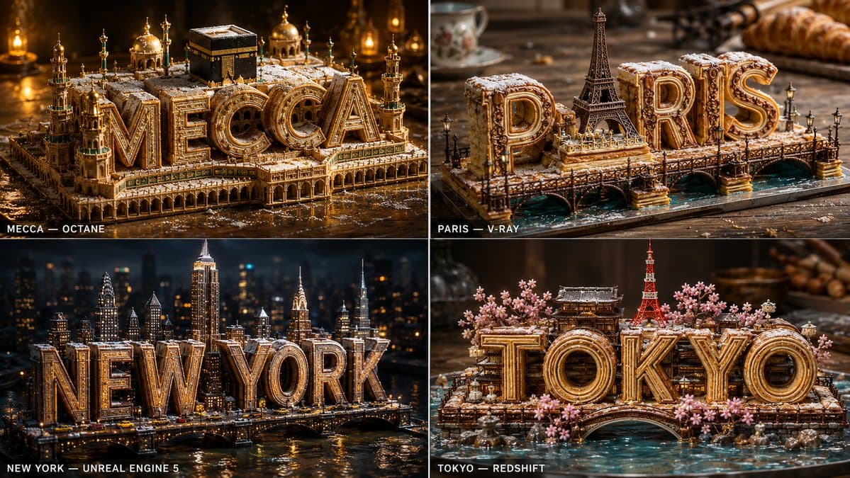 Pastry City Architectural Showpiece - AI image template preview