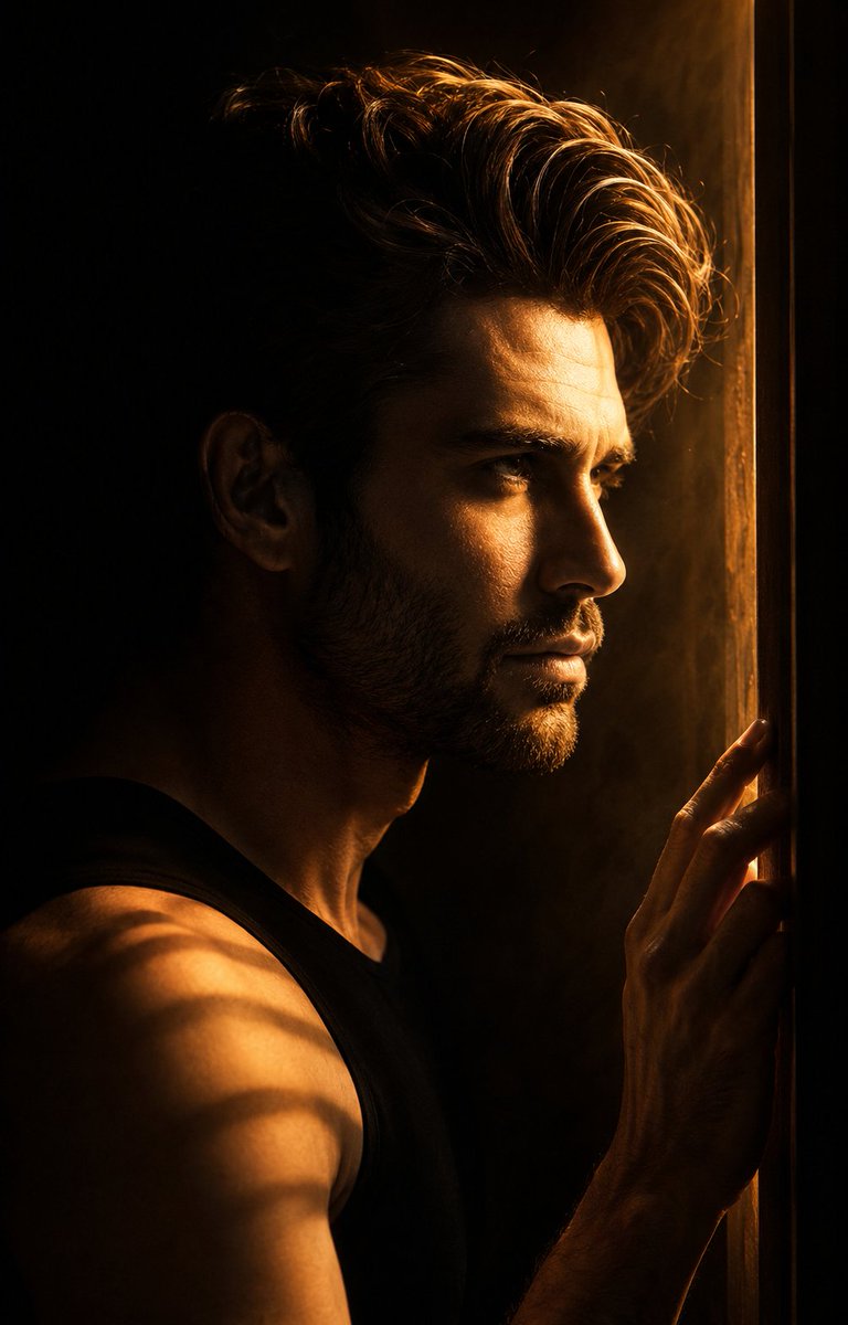 Low-Key Masculine Portrait - AI image template preview