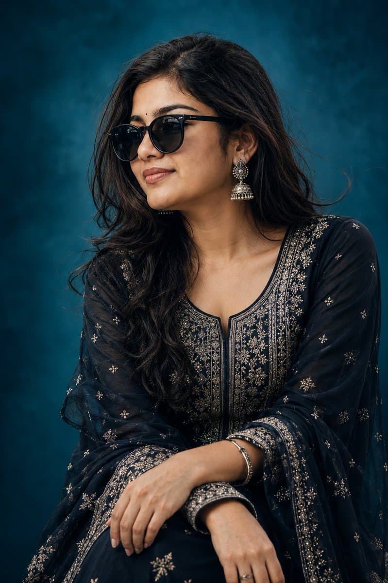 Elegant Indian Birthday Portrait - AI image template preview