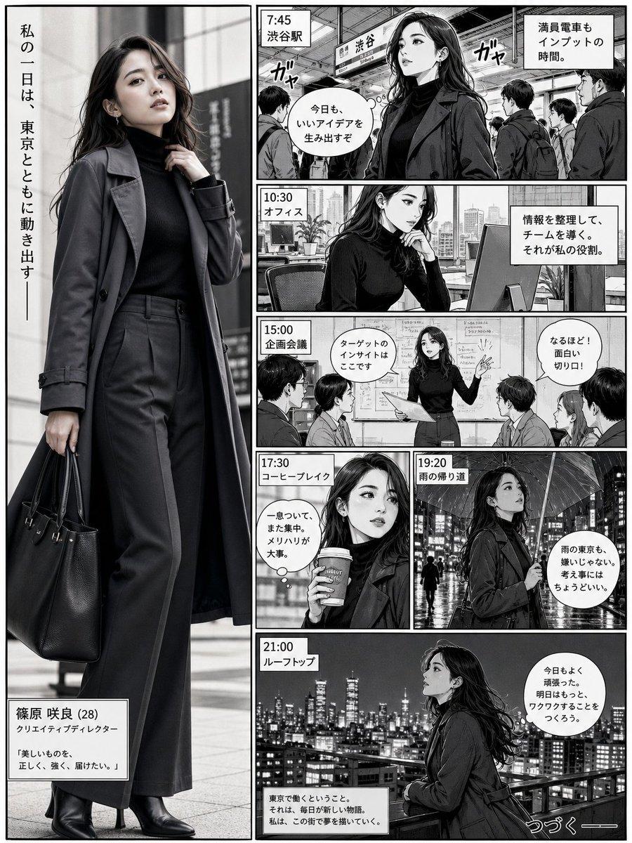 Realistic Professional Woman in Manga Page Layout - AI image template preview