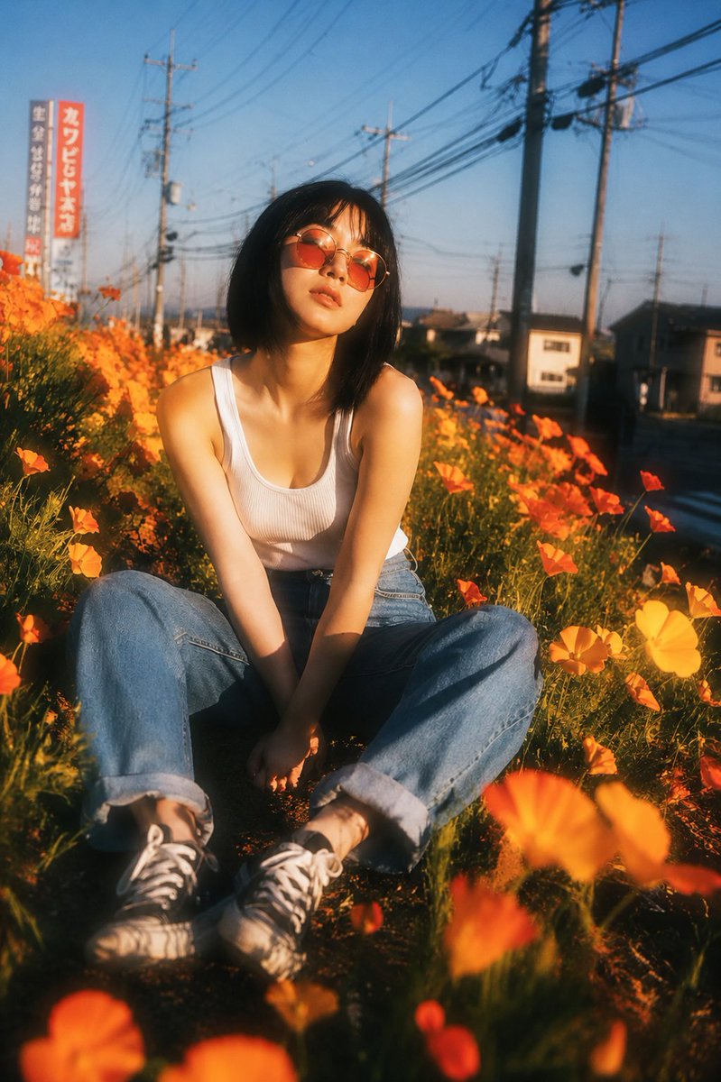 Nostalgic Japanese Suburban Portrait - AI image template preview