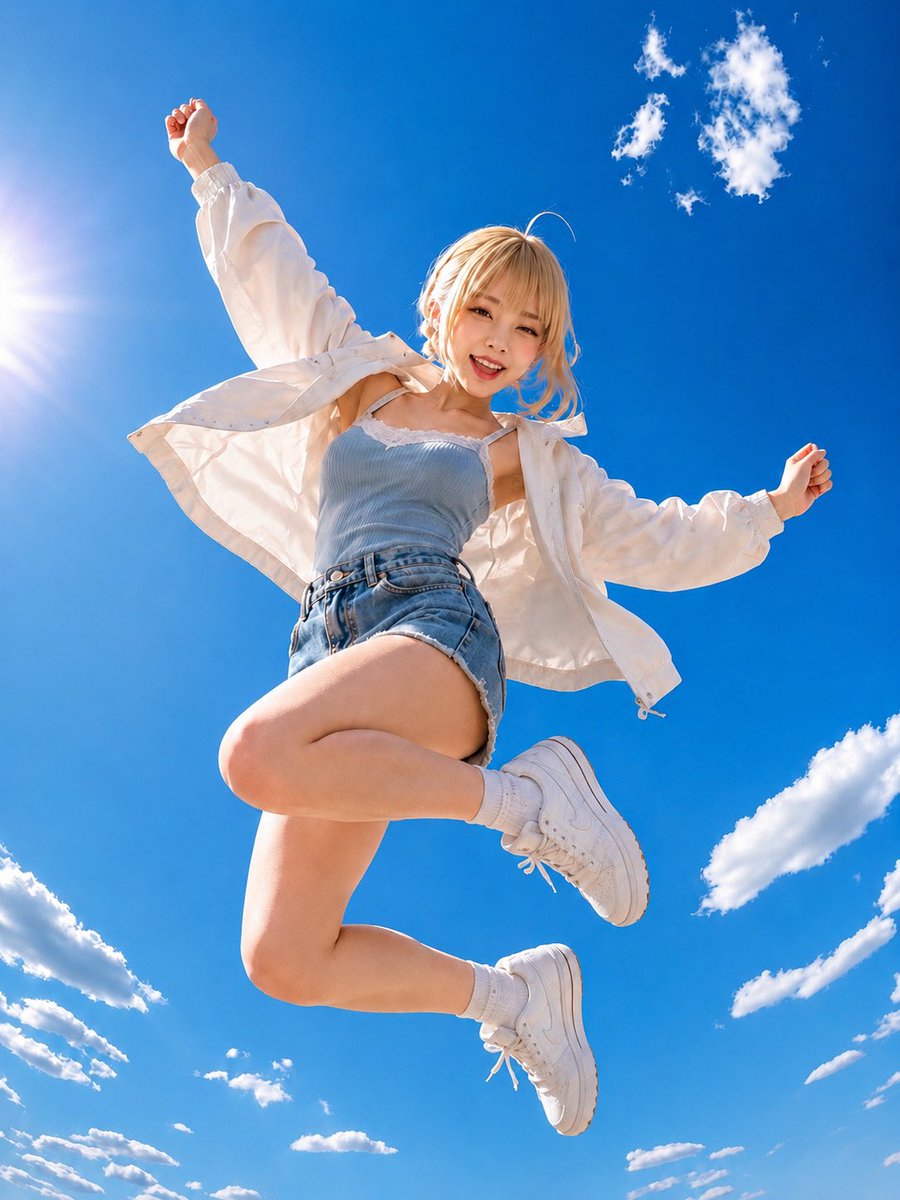 Summer Sky Jump Portrait - AI image template preview