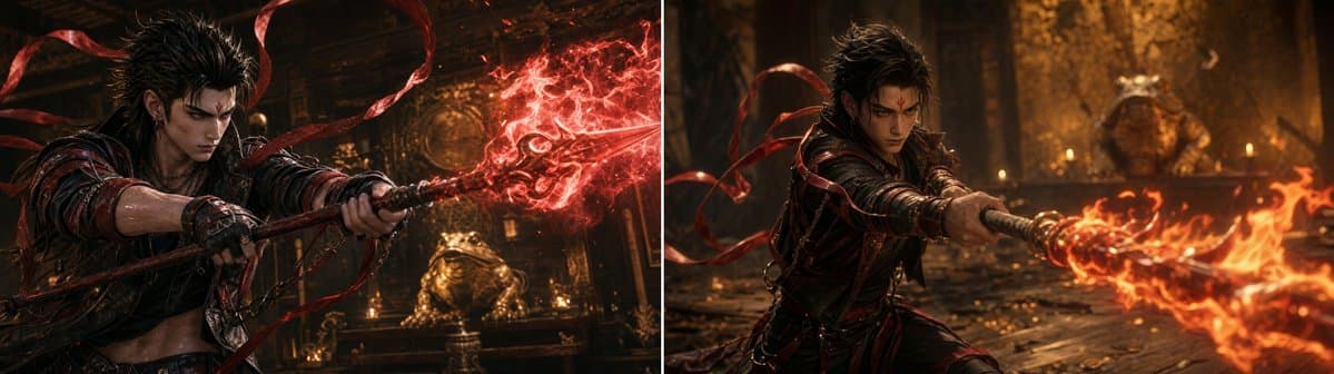 Nezha Fire Spear Split Comparison - AI image template preview