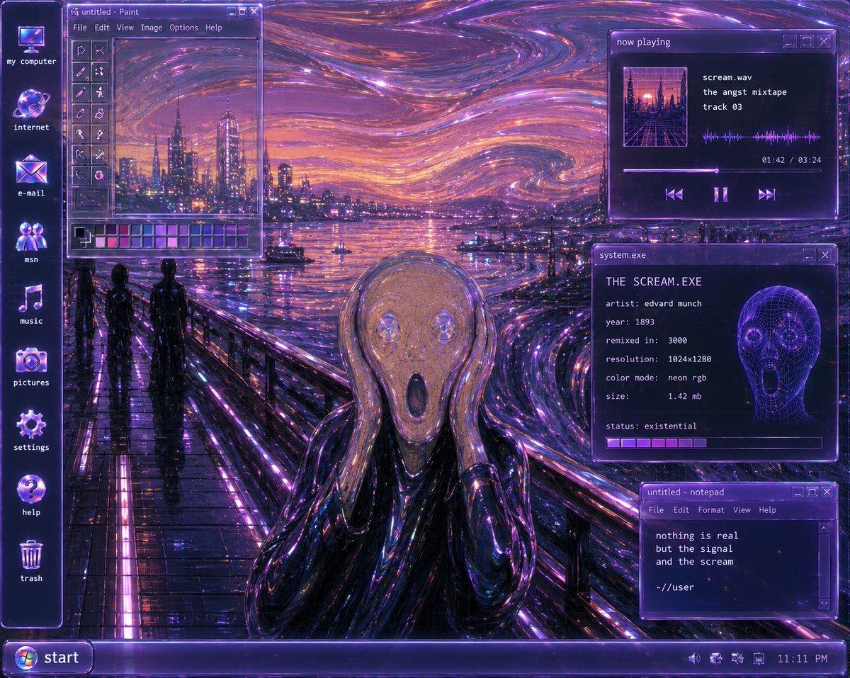 Y2K Futurist Scream Desktop - AI image template preview
