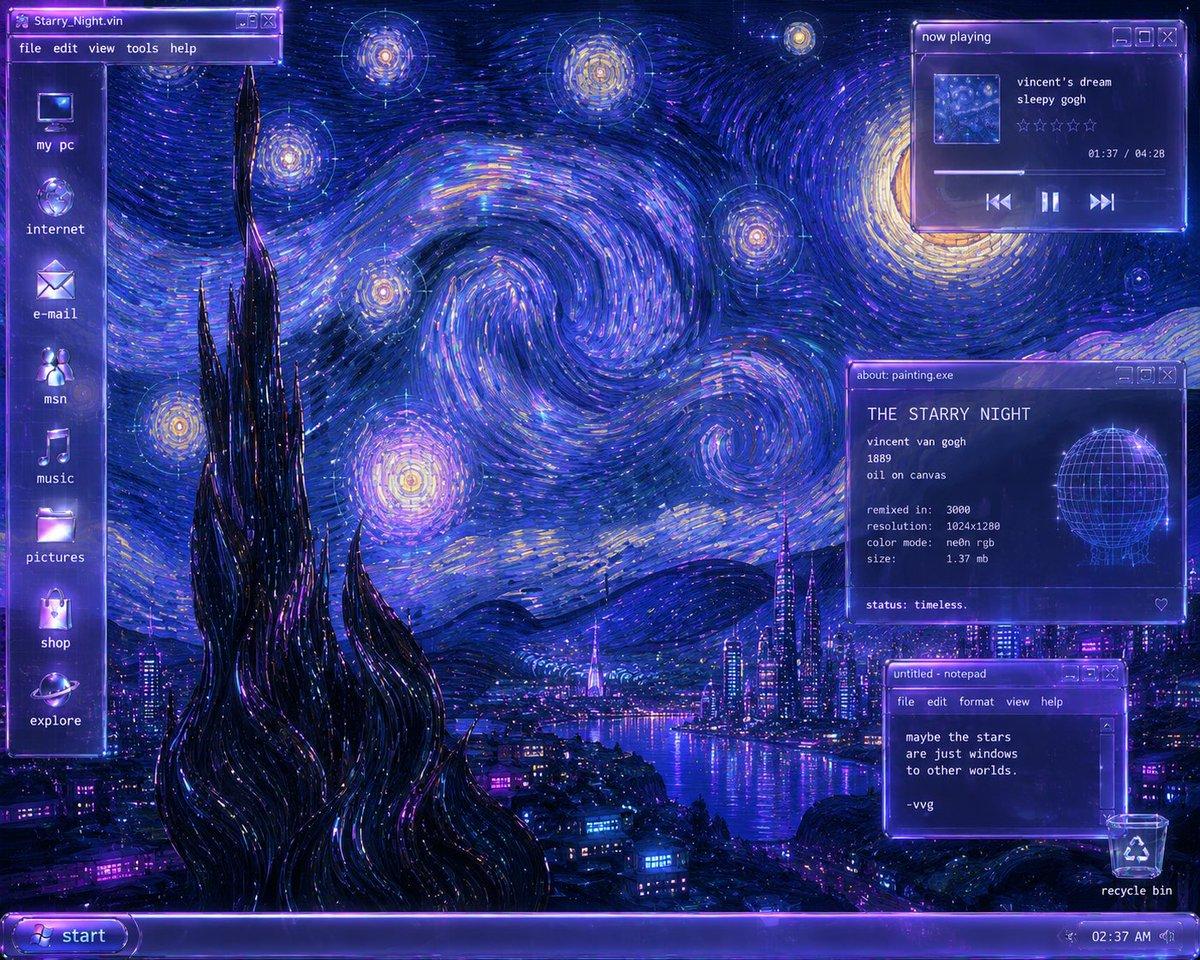 Y2K Starry Night Desktop - AI image template preview